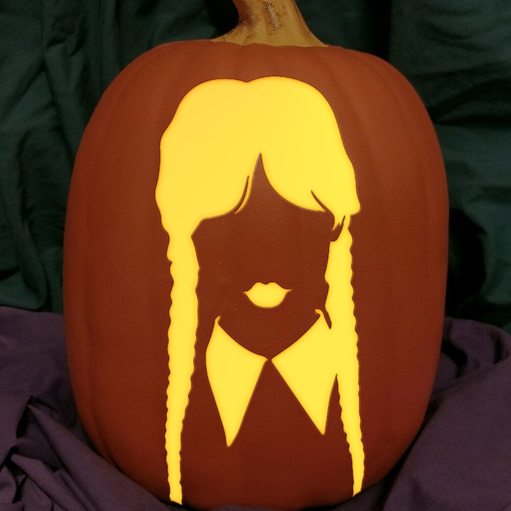 Wednesday Addams Carved Foam Permanent Pumpkin Nevermore Faux Thing Morticia
